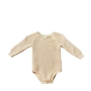 little Navy Cozy Cream Knit Baby Onesie Size 3-6 Months